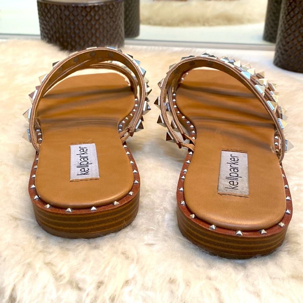 Tan studded slip on sandals - Picture 3 of 4